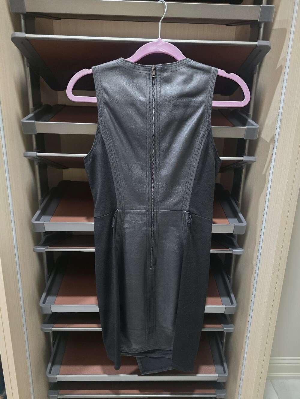 BCBGMaxAzria Black Faux Leather Wrap-Style Mini Dress - Picture 4 of 5